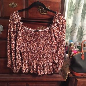 AEO floral off shoulder blouse